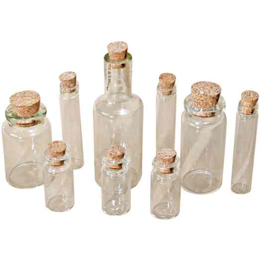 Tim Holtz dea-Ology Corked Glass Vials 1.25" To 3" 9/Pkg