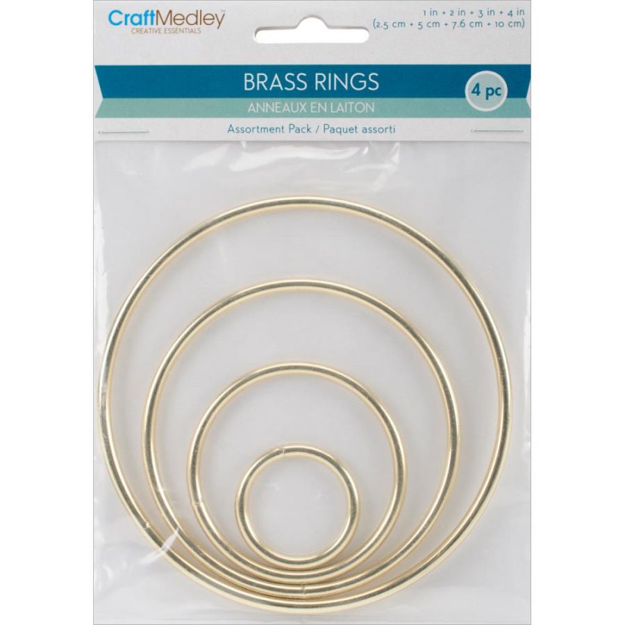 Macrame Metal Ring, Brass Plated Nickel, assorted sizes, 4pcs
