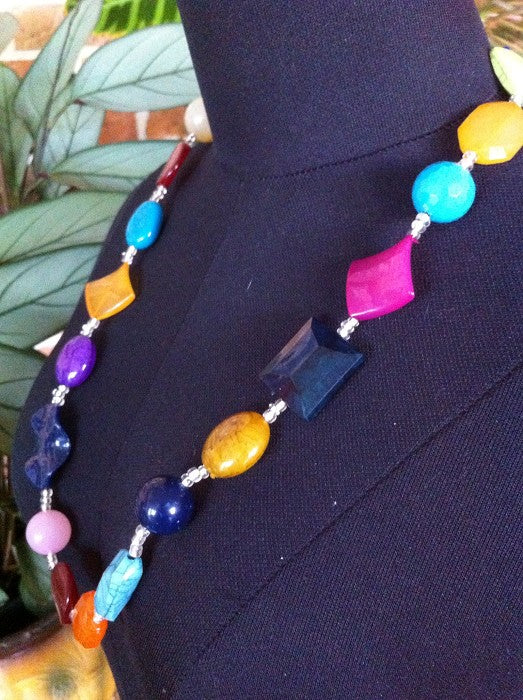 Handmade Beaded Necklace Multi Coloured, 68cm