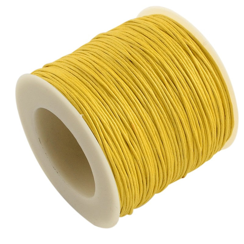 Waxed Cotton Cord, Yellow, 1mm, 100 yards