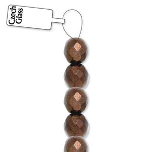 Czech Firepolished Beads 8mm round Dk Bronze 19 beads