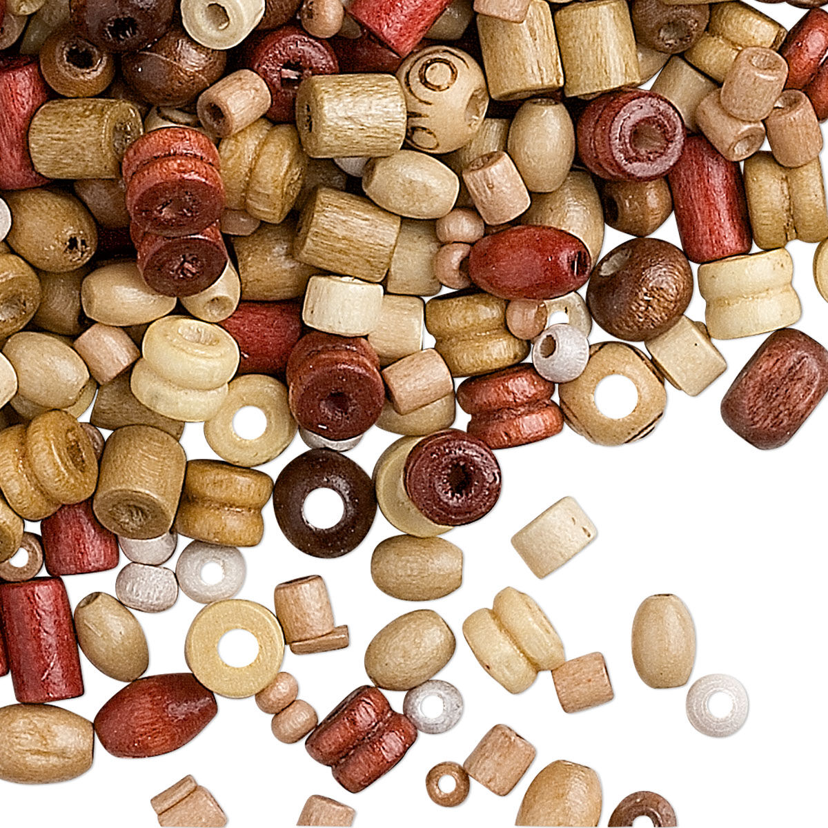 Bead mix, painted wood (dyed), mixed colors, 4-8mm mixed shape. 100 grams, approx 2,300 beads.