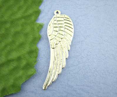 Antique Silver Wing Charm Pendants 50x16mm, 10pcs