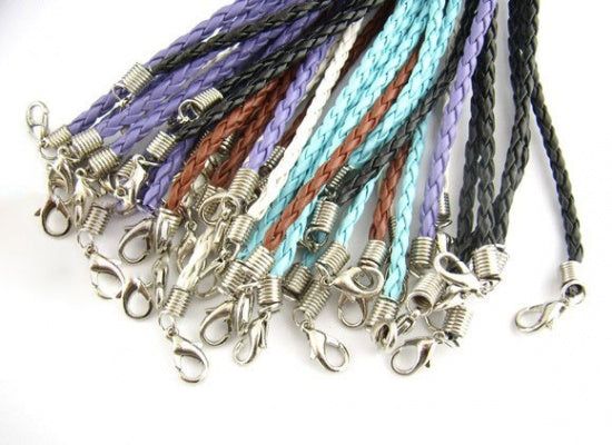 Faux Leather Braided Necklaces In Assorted Colors 17"  20pcs