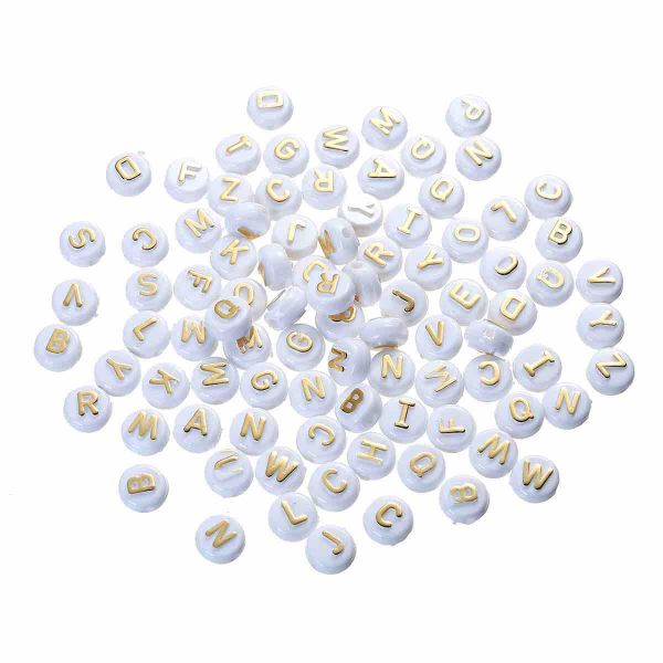 Acrylic Spacer Beads Round, Alphabet, 10mm Random Mix, 200pcs