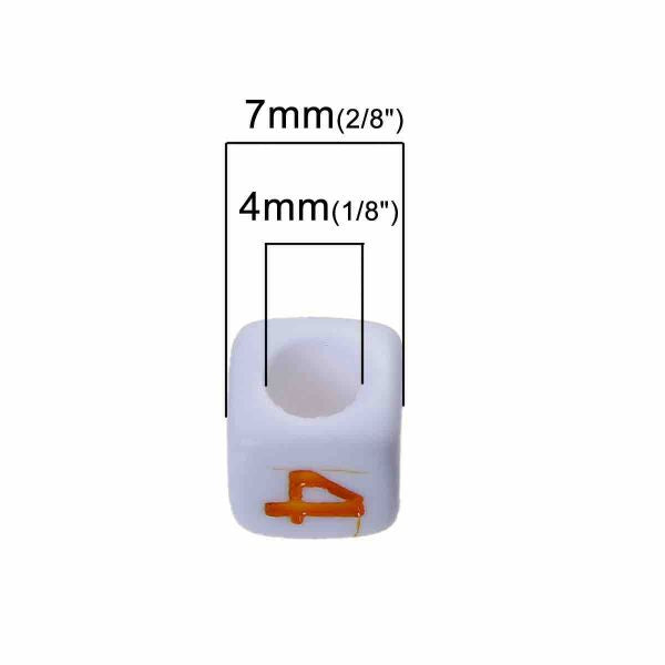 Acrylic Spacer Beads Square, Numbers, 7mm Random Mix, 200pcs - Style 2