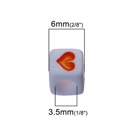 Acrylic Spacer Beads Heart, White, 6mm Random Mix, 300pcs