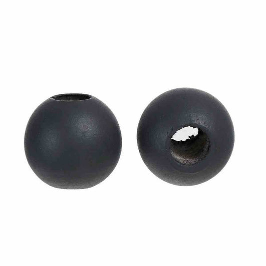 Wooden Beads Round, 25mm, Dark Gray, 20pcs, Hinoki Wood