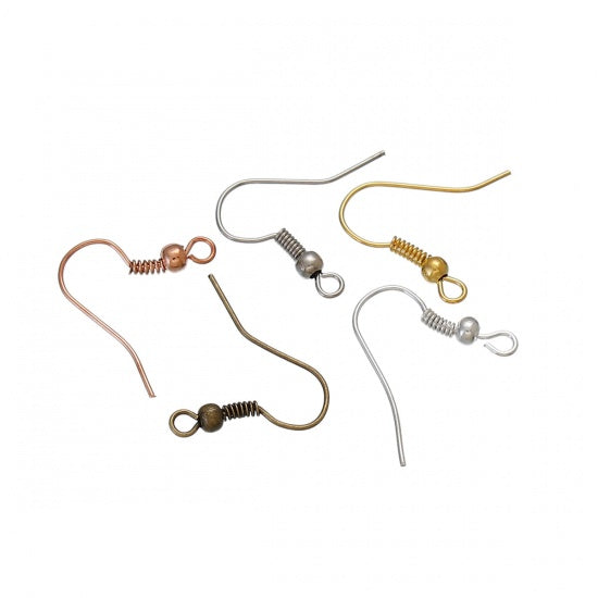 Ear Wire Hooks Mixed Finishes, 19 x 18mm, 21 ga, 250pcs