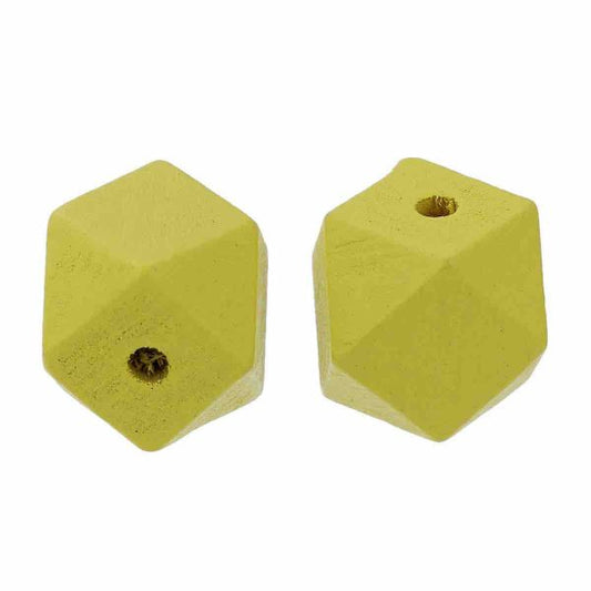 Wooden Beads Polygon, 20x20mm, 20 pieces, Dark Yellow (3.7-4.2mm hole) - Hinoki Wood