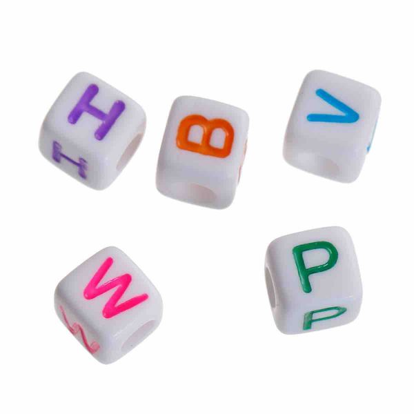 Acrylic Mixed Alphabet/Letter "A-Z" Cube Beads, 8 x 8mm, 100 pcs