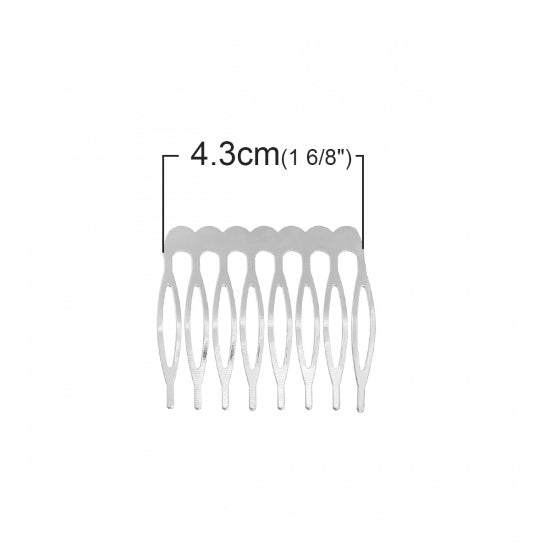 Hair Comb, Antique Silver, 43 x 39mm, 20pcs