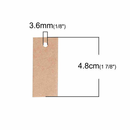 Kraft Brown Paper Label Tags Rectangle Brown 48mm(1 7/8") x 20mm( 6/8"), 50 PCs