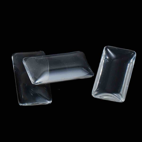 Cabochon, glass, clear, 38x19mm Tile dome, rectangle. 10pcs - rounded style