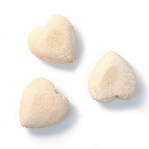 Wooden Beads, Heart 27 x 26mm. 5pcs Hinoki