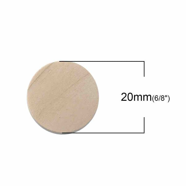 Wooden Beads, Flat Round 20mm. 50pcs Hinoki