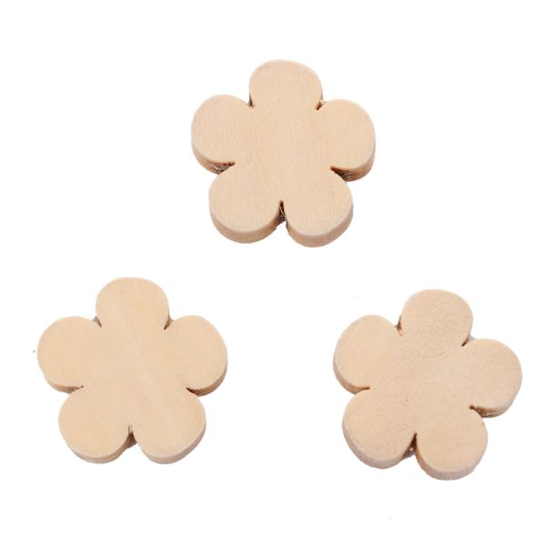 Wooden Beads Flower, 20mm, Raw 50pcs