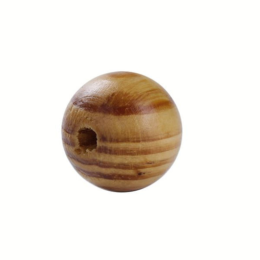 Wooden Beads Round, 20mm, Brown Stripe, 50pcs - Pine Wood