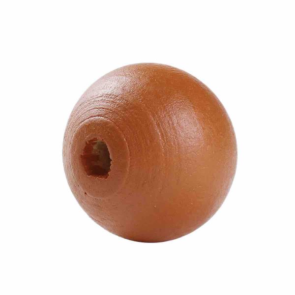 Wooden Beads Round, 20mm, Dark Orange/Red, 50pcs - Hinoki Wood
