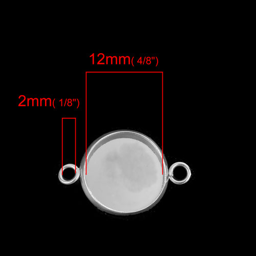 Antique Silver Plate Frame Connector Settings 21x 4mm, (fits 12mm) 30pcs