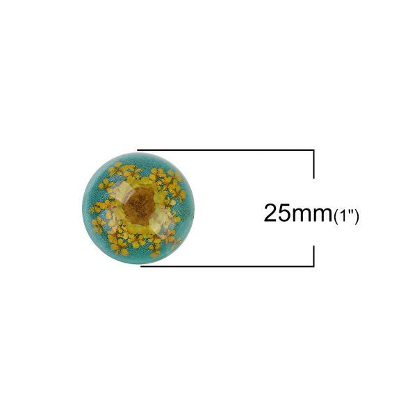 Resin Cabochon Random Mix, Round, 25mm 2pcs