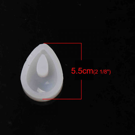 Resin Jewellery Mould, Drop, 55mm x 41mm, 2pcs