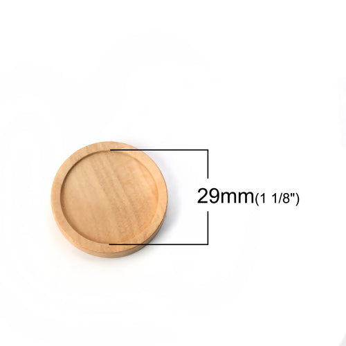 Wooden Cabochon Bezel Setting 35mm, (fits 29mm) Natural Wood, 20pcs