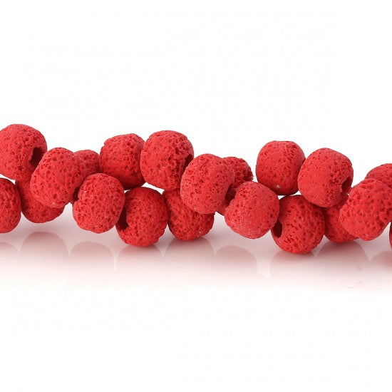 Polymer Clay Beads, Round Red, 10mm, 40 cm strand