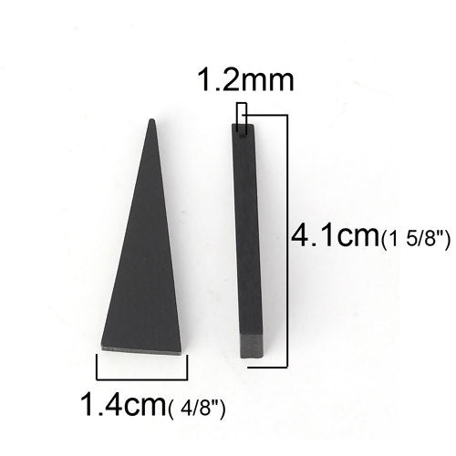 Wooden Beads, Triangle, Black, 41mm x 14mm, 30pcs