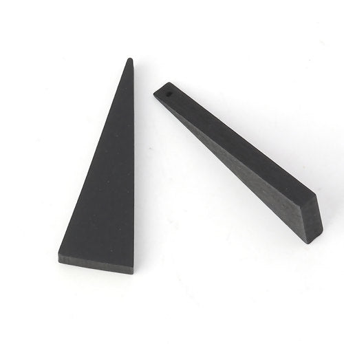 Wooden Beads, Triangle, Black, 41mm x 14mm, 30pcs