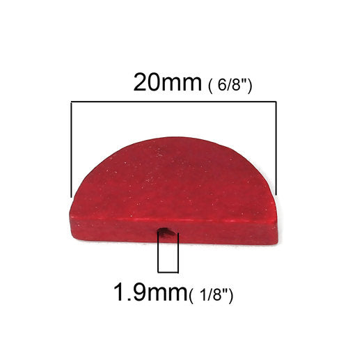 Wooden Beads, Round Half, Red, 20mm x 10mm, 30pcs