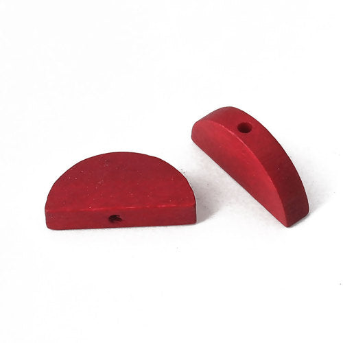 Wooden Beads, Round Half, Red, 20mm x 10mm, 30pcs