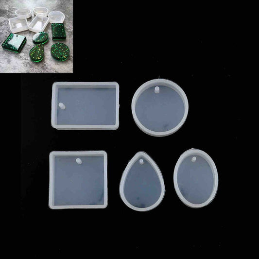 Resin Jewellery Mould, Mixed Shapes, 2 Sets (5 pcs/set) - Style 4