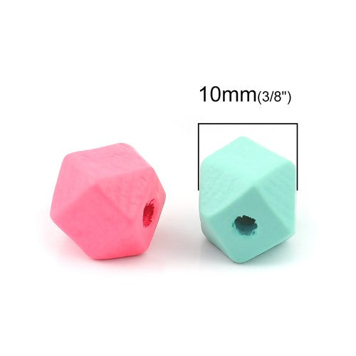 Wooden Beads, Polygon, Mixed, 10mm x 10mm, 30pcs