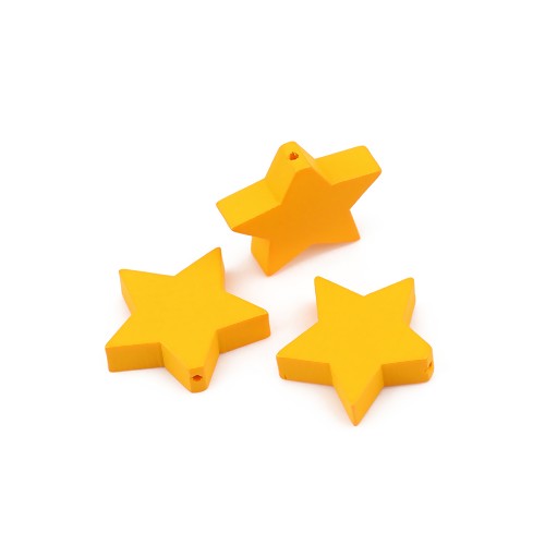 Wooden Beads, Star, Yellow, 20mm x 17mm, 30pcs