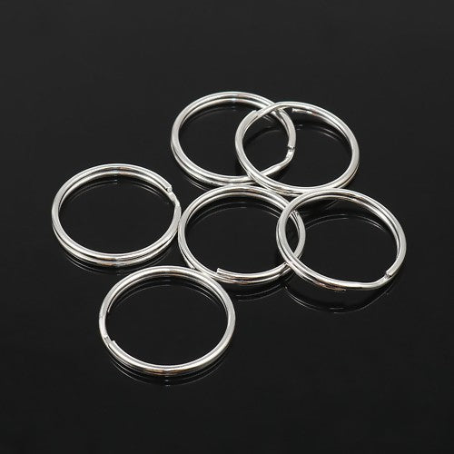 Silver Plate, Split Rings, 25mm, 100pcs