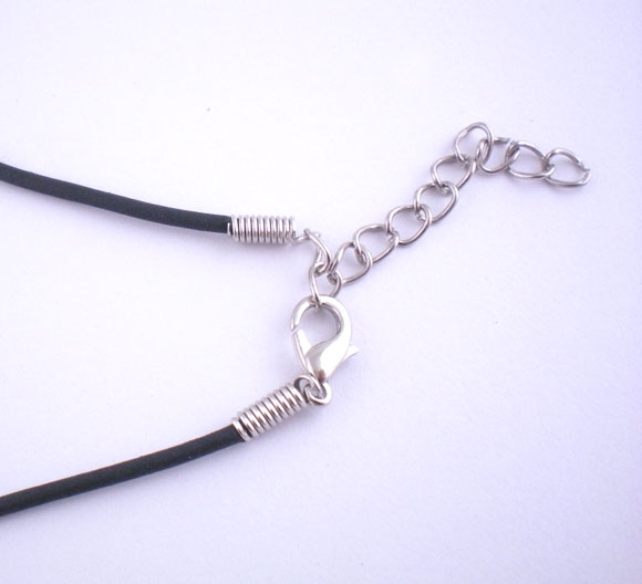 Rubber Tubing Solid 2mm, Necklaces Black with plated clasp. 17in, 20pcs