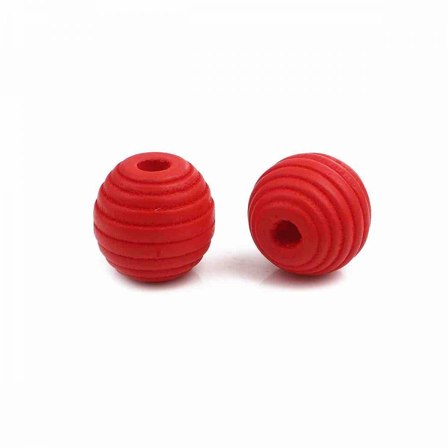 Wooden Beads Round, 18 x 17mm, Red Stripe, 30pcs