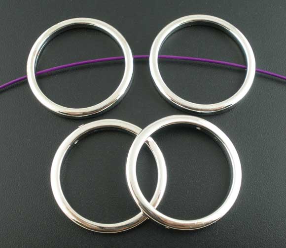 Antique Silver Circle Ring Acrylic Charm Bead 34mm Dia. 30pcs