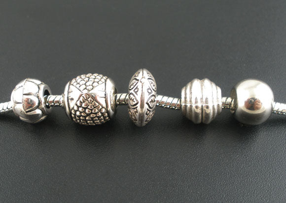Antique Silver Acrylic CCB Mixed Spacer Beads, 50pcs