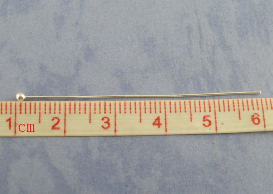 Ball Head Pins, Silver Plate, 50mm x .5mm, approx 300pcs