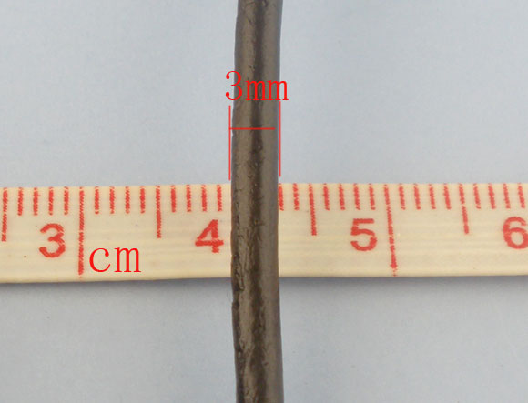 Leather Brown round, 3.mm, 5 metres
