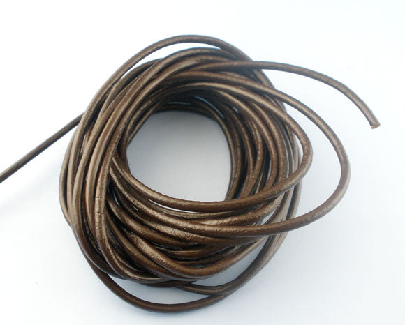 Leather Brown round, 3.mm, 5 metres