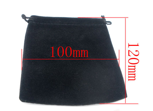 Jewellery Gift Pouches, Velveteen Black, 12x 10 cm 10pcs