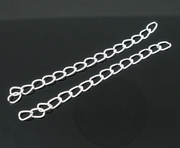 Extension Chains, Silver Plated, 50x3mm, 100pcs