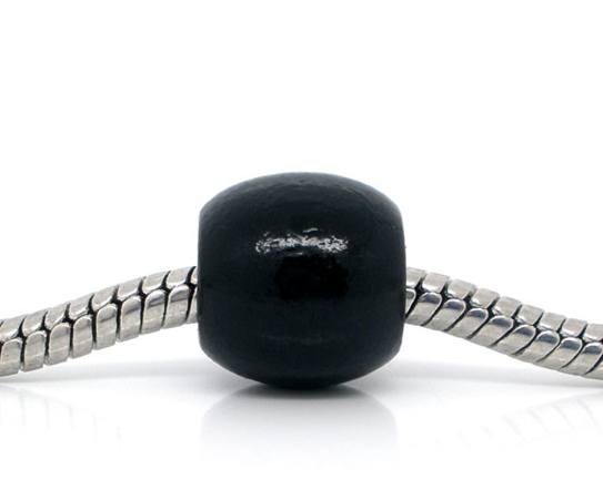 Wooden Beads Barrel, 11x12mm, Black, 100 pieces, (5.3mm hole)