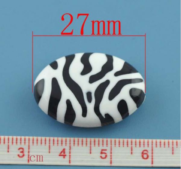 Acrylic Spacer Beads, Oval Zebra Striped, 27mm x 19mm, 20pcs
