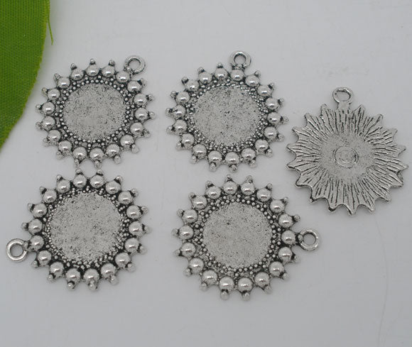 Antique Silver Frame Settings 27x24mm (Fit 11mm), 30pcs