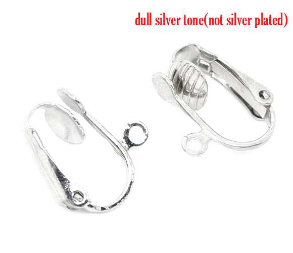Antique Silver Ear Clip, with loop, 10 pairs