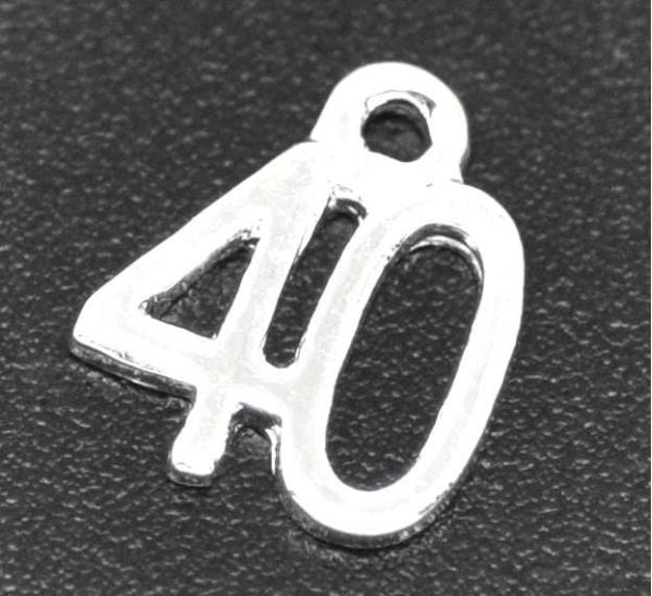 Number Age "40" Charm Pendant 13x10mm, 50pcs